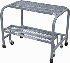 Cotterman - 20" 2 Step Rolling Warehouse Ladder - Rolling Safety Ladder, 450 Lb Capacity, 20" Platform Height, 26" Base Width x 19" Base Depth, Expanded Metal Tread - Apex Tool & Supply