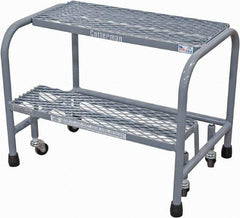 Cotterman - 20" 2 Step Rolling Warehouse Ladder - Rolling Safety Ladder, 450 Lb Capacity, 20" Platform Height, 18" Base Width x 19" Base Depth, Expanded Metal Tread - Apex Tool & Supply