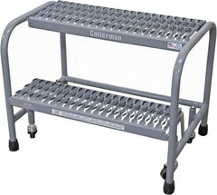 Cotterman - 20" 2 Step Rolling Warehouse Ladder - Rolling Safety Ladder, 450 Lb Capacity, 20" Platform Height, 18" Base Width x 19" Base Depth, Serrated Steel - Apex Tool & Supply