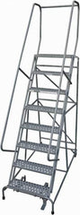 Cotterman - 110" 8 Step Rolling Warehouse Ladder - Rolling Safety Ladder, 450 Lb Capacity, 80" Platform Height, 32" Base Width x 58" Base Depth, Perforated Tread - Apex Tool & Supply