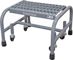 Cotterman - 12" 1 Step Rolling Warehouse Ladder - Rolling Safety Ladder, 450 Lb Capacity, 12" Platform Height, 26" Base Width x 19" Base Depth, Serrated Steel - Apex Tool & Supply