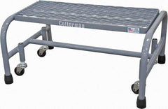 Cotterman - 12" 1 Step Rolling Warehouse Ladder - Rolling Safety Ladder, 450 Lb Capacity, 12" Platform Height, 26" Base Width x 19" Base Depth, Expanded Metal Tread - Apex Tool & Supply
