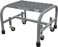 Cotterman - 12" 1 Step Rolling Warehouse Ladder - Rolling Safety Ladder, 450 Lb Capacity, 12" Platform Height, 18" Base Width x 19" Base Depth, Expanded Metal Tread - Apex Tool & Supply