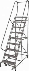 Cotterman - 120" 9 Step Rolling Warehouse Ladder - Rolling Safety Ladder, 450 Lb Capacity, 90" Platform Height, 32" Base Width x 77" Base Depth, Serrated Steel - Apex Tool & Supply
