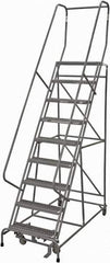 Cotterman - 120" 9 Step Rolling Warehouse Ladder - Rolling Safety Ladder, 450 Lb Capacity, 90" Platform Height, 32" Base Width x 67" Base Depth, Serrated Steel - Apex Tool & Supply