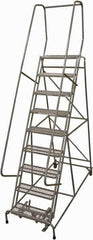 Cotterman - 120" 9 Step Rolling Warehouse Ladder - Rolling Safety Ladder, 450 Lb Capacity, 90" Platform Height, 32" Base Width x 67" Base Depth, Expanded Metal Tread - Apex Tool & Supply