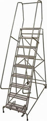 Cotterman - 120" 9 Step Rolling Warehouse Ladder - Rolling Safety Ladder, 450 Lb Capacity, 90" Platform Height, 24" Base Width x 67" Base Depth, Expanded Metal Tread - Apex Tool & Supply