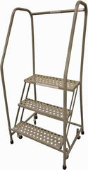 Cotterman - 60" 3 Step Rolling Warehouse Ladder - Rolling Safety Ladder, 450 Lb Capacity, 30" Platform Height, 20" Base Width x 36" Base Depth, Perforated Tread - Apex Tool & Supply