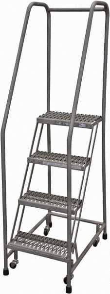 Cotterman - 70" 4 Step Rolling Warehouse Ladder - Rolling Safety Ladder, 450 Lb Capacity, 40" Platform Height, 20" Base Width x 41" Base Depth, Serrated Steel - Apex Tool & Supply