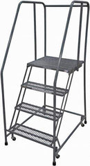 Cotterman - 70" 4 Step Rolling Warehouse Ladder - Rolling Safety Ladder, 450 Lb Capacity, 40" Platform Height, 30" Base Width x 31" Base Depth, Expanded Metal Tread - Apex Tool & Supply