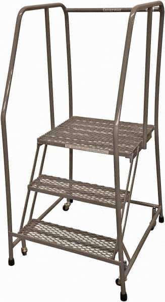 Cotterman - 60" 3 Step Rolling Warehouse Ladder - Rolling Safety Ladder, 450 Lb Capacity, 30" Platform Height, 30" Base Width x 30" Base Depth, Expanded Metal Tread - Apex Tool & Supply