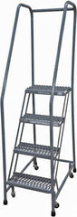 Cotterman - 70" 4 Step Rolling Warehouse Ladder - Rolling Safety Ladder, 450 Lb Capacity, 40" Platform Height, 20" Base Width x 31" Base Depth, Serrated Steel - Apex Tool & Supply