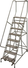 Cotterman - 110" 8 Step Rolling Warehouse Ladder - Rolling Safety Ladder, 450 Lb Capacity, 80" Platform Height, 32" Base Width x 61" Base Depth, Expanded Metal Tread - Apex Tool & Supply