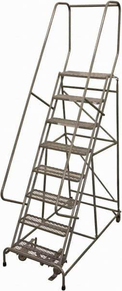 Cotterman - 110" 8 Step Rolling Warehouse Ladder - Rolling Safety Ladder, 450 Lb Capacity, 80" Platform Height, 32" Base Width x 61" Base Depth, Serrated Steel - Apex Tool & Supply