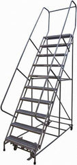 Cotterman - 130" 10 Step Rolling Warehouse Ladder - Rolling Safety Ladder, 450 Lb Capacity, 100" Platform Height, 32" Base Width x 74" Base Depth, Serrated Steel - Apex Tool & Supply