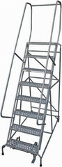 Cotterman - 110" 8 Step Rolling Warehouse Ladder - Rolling Safety Ladder, 450 Lb Capacity, 80" Platform Height, 32" Base Width x 71" Base Depth, Perforated Tread - Apex Tool & Supply
