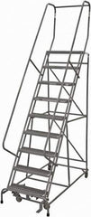 Cotterman - 120" 9 Step Rolling Warehouse Ladder - Rolling Safety Ladder, 450 Lb Capacity, 90" Platform Height, 24" Base Width x 77" Base Depth, Serrated Steel - Apex Tool & Supply
