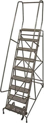 Cotterman - 120" 9 Step Rolling Warehouse Ladder - Rolling Safety Ladder, 450 Lb Capacity, 90" Platform Height, 32" Base Width x 77" Base Depth, Perforated Tread - Apex Tool & Supply