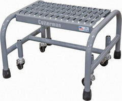 Cotterman - 12" 1 Step Rolling Warehouse Ladder - Rolling Safety Ladder, 450 Lb Capacity, 12" Platform Height, 18" Base Width x 19" Base Depth, Serrated Steel - Apex Tool & Supply