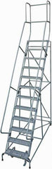 Cotterman - 162" 12 Step Rolling Warehouse Ladder - Rolling Safety Ladder, 450 Lb Capacity, 120" Platform Height, 32" Base Width x 88" Base Depth, Expanded Metal Tread - Apex Tool & Supply