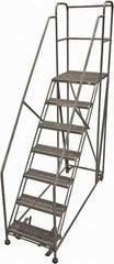 Cotterman - 106" 7 Step Rolling Work Platform - Rolling Work Platform, 800 Lb Capacity, 70" Platform Height, 28" Base Width x 87" Base Depth, Serrated Steel - Apex Tool & Supply