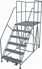 Cotterman - 96" 6 Step Rolling Work Platform - Rolling Work Platform, 800 Lb Capacity, 60" Platform Height, 40" Base Width x 90" Base Depth, Serrated Steel - Apex Tool & Supply