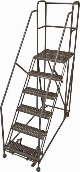 Cotterman - 96" 6 Step Rolling Work Platform - Rolling Work Platform, 800 Lb Capacity, 60" Platform Height, 40" Base Width x 78" Base Depth, Serrated Steel - Apex Tool & Supply