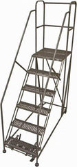 Cotterman - 96" 6 Step Rolling Work Platform - Rolling Work Platform, 800 Lb Capacity, 60" Platform Height, 28" Base Width x 67" Base Depth, Serrated Steel - Apex Tool & Supply