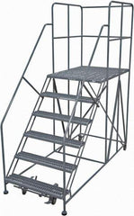 Cotterman - 96" 6 Step Rolling Work Platform - Rolling Work Platform, 800 Lb Capacity, 60" Platform Height, 28" Base Width x 78" Base Depth, Serrated Steel - Apex Tool & Supply