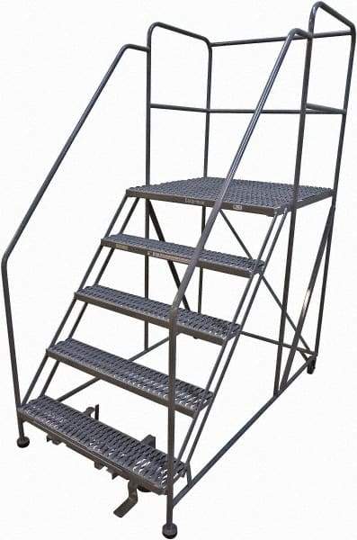 Cotterman - 86" 5 Step Rolling Work Platform - Rolling Work Platform, 800 Lb Capacity, 50" Platform Height, 40" Base Width x 82" Base Depth, Serrated Steel - Apex Tool & Supply