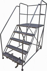 Cotterman - 86" 5 Step Rolling Work Platform - Rolling Work Platform, 800 Lb Capacity, 50" Platform Height, 40" Base Width x 82" Base Depth, Serrated Steel - Apex Tool & Supply