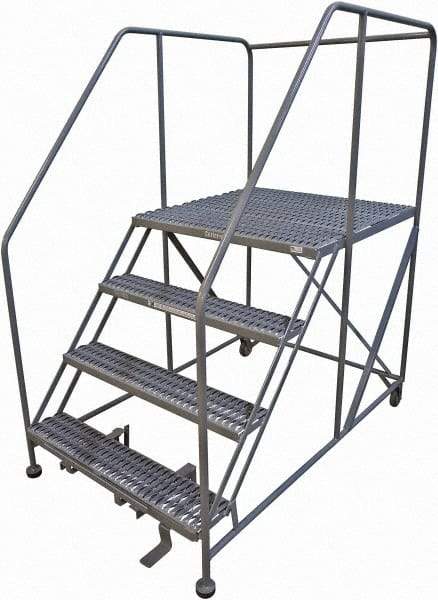 Cotterman - 70" 4 Step Rolling Work Platform - Rolling Work Platform, 800 Lb Capacity, 40" Platform Height, 40" Base Width x 74" Base Depth, Serrated Steel - Apex Tool & Supply
