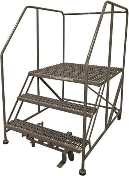 Cotterman - 60" 3 Step Rolling Work Platform - Rolling Work Platform, 800 Lb Capacity, 30" Platform Height, 40" Base Width x 65" Base Depth, Serrated Steel - Apex Tool & Supply