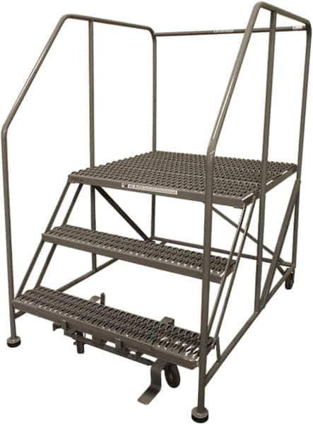Cotterman - 60" 3 Step Rolling Work Platform - Rolling Work Platform, 800 Lb Capacity, 30" Platform Height, 28" Base Width x 53" Base Depth, Serrated Steel - Apex Tool & Supply