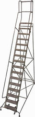 Cotterman - 202" 16 Step Rolling Warehouse Ladder - Rolling Safety Ladder, 450 Lb Capacity, 160" Platform Height, 42" Base Width x 124" Base Depth, Perforated Tread - Apex Tool & Supply