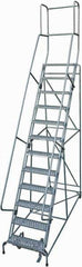 Cotterman - 162" 12 Step Rolling Warehouse Ladder - Rolling Safety Ladder, 450 Lb Capacity, 120" Platform Height, 32" Base Width x 98" Base Depth, Perforated Tread - Apex Tool & Supply