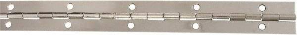 National Mfg. - 12" Long x 1-1/16" Wide, Steel Satin Nickel Coating Continuous Hinge - 0.042" Thick with Holes - Apex Tool & Supply