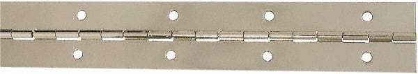 National Mfg. - 12" Long x 1-1/2" Wide, Steel Satin Nickel Coating Continuous Hinge - 0.042" Thick with Holes - Apex Tool & Supply