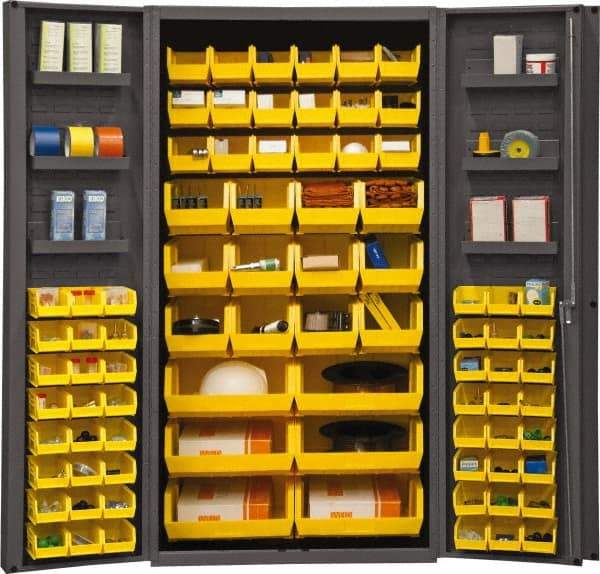 Durham - 6 Shelf 78 Bin Storage Cabinet - Steel, 36" Wide x 24" Deep x 72" High, Gray - Apex Tool & Supply