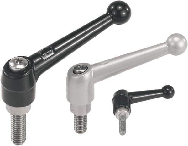 KIPP - 1/4-20, Zinc Threaded Stud Adjustable Clamping Handle - 46mm OAL, 35.5mm High - Apex Tool & Supply