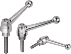 KIPP - 1/2-13, Steel Threaded Stud Adjustable Clamping Handle - 1.5748" Thread Length, Silver Handle with Threaded Stud - Apex Tool & Supply