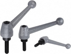 KIPP - 3/8-16, Stainless Steel Threaded Stud Adjustable Clamping Handle - 0.7874" Thread Length, Metallic Handle with Threaded Stud - Apex Tool & Supply
