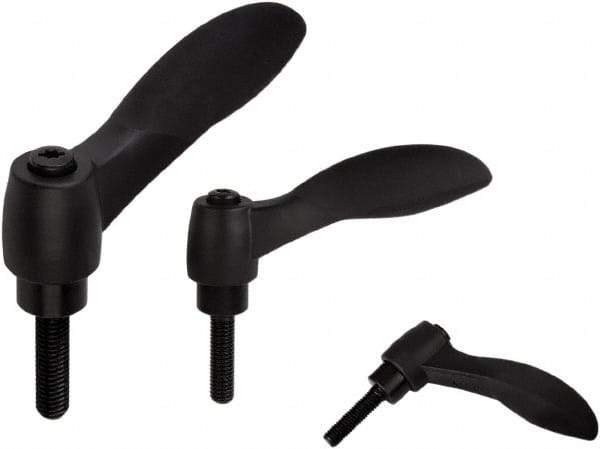 KIPP - 3/8-16, Fiberglass Reinforced Plastic & Thermoplastic SEBS Threaded Stud Adjustable Clamping Handle - 91.2mm OAL, 56.1mm High - Apex Tool & Supply