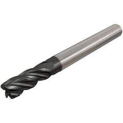 Iscar - 4 Flute Solid Carbide Roughing & Finishing Corner Chamfer End Mill - TiAlN Finish, Straight Shank, 38° Helix, Non-Centercutting, Regular Length - Apex Tool & Supply