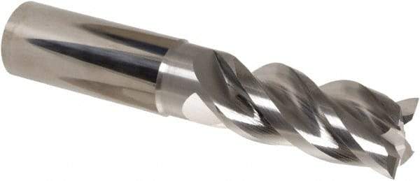 Iscar - 4 Flute Solid Carbide Roughing & Finishing Corner Radius End Mill - Uncoated, Straight Shank, 39° Helix, Non-Centercutting, Regular Length - Apex Tool & Supply