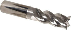 Iscar - 4 Flute Solid Carbide Roughing & Finishing Corner Radius End Mill - Uncoated, Straight Shank, 39° Helix, Non-Centercutting, Regular Length - Apex Tool & Supply