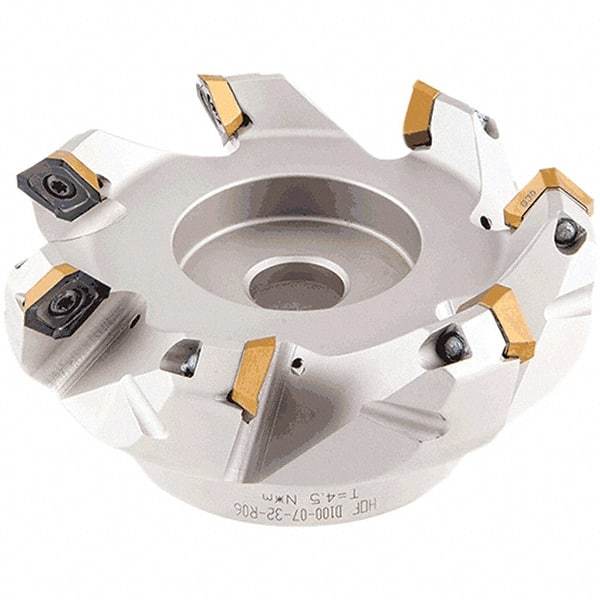 Iscar - 89.4, 90.7, 92.1mm Cut Diam, 27mm Arbor Hole, 5.5mm Max Depth of Cut, 42° Indexable Chamfer & Angle Face Mill - 6 Inserts, OE.. 060405\xB6OEMW 060405-AETN\xB6REMT 1505-LM-76 Insert, Right Hand Cut, 6 Flutes, Through Coolant, Series Heliocto - Apex Tool & Supply