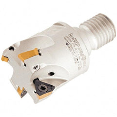 Iscar - 32mm Cut Diam, 8mm Max Depth of Cut, 60mm OAL, Indexable Square Shoulder Helical End Mill - HM390 TPKT 100304PDR, HM390 TPKT 1003PDR Inserts, M16 Modular Connection, 90° Lead Angle, Through Coolant - Apex Tool & Supply