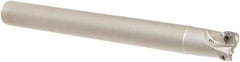 Iscar - 16mm Cut Diam, 5mm Max Depth of Cut, 15mm Shank Diam, 150mm OAL, Indexable Square Shoulder Helical End Mill - HM390 TCKT 0703PCTR Inserts, Cylindrical Shank, 90° Lead Angle, Through Coolant, Series HeliIQMill - Apex Tool & Supply