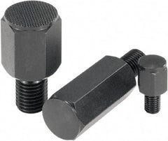 KIPP - 1.1811" OAL, 0.3937" Head Height, 3/4" OD, Tempered Steel, Threaded Rest Button - Black Oxide Coating, M12 Thread - Apex Tool & Supply